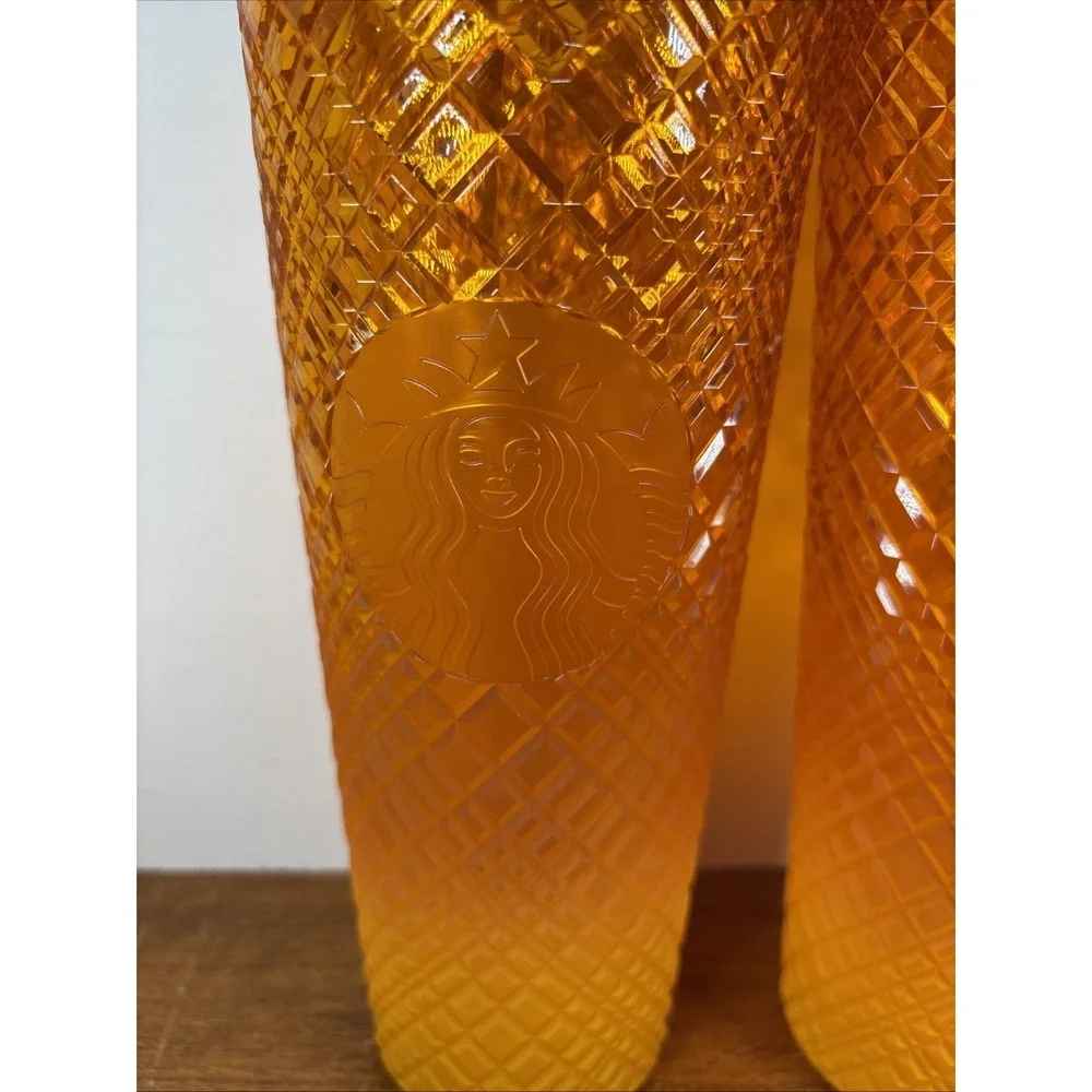 Starbucks Summer 2022 Cold Cup Venti‎ 24oz Yellow Mango Ombre Jeweled Tumbler